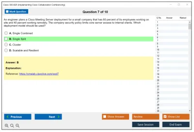 Cisco 300-825 Implementing Cisco Collaboration Conferencing (CLCNF) Practice test exam simulator test engine exam Prep practice test questions answers Image 7