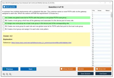 Cisco 300-815 Implementing Cisco Advanced Call Control and Mobility Services (CLACCM) Practice test exam simulator test engine exam Prep practice test questions answers Image 4