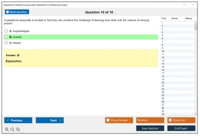Salesforce Salesforce-Associate Salesforce Certified Associate Practice test exam simulator test engine exam Prep practice test questions answers Image 10