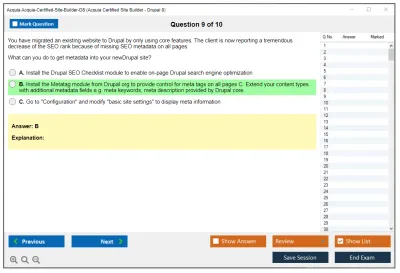 Acquia Acquia-Certified-Site-Builder-D8 Acquia Certified Site Builder - Drupal 8 Practice test exam simulator test engine exam Prep practice test questions answers Image 9