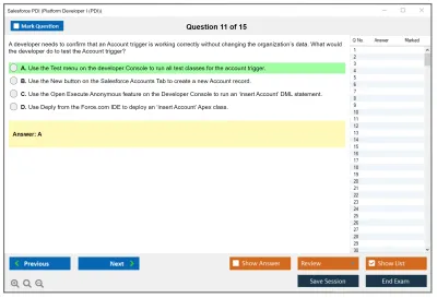 Salesforce PDI Salesforce Certified Platform Developer I Practice test exam simulator test engine exam Prep practice test questions answers Image 11