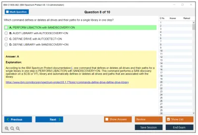 IBM C1000-082 IBM Spectrum Protect V8.1.9 Administration Practice test exam simulator test engine exam Prep practice test questions answers Image 8