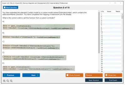 Oracle 1z0-1034-22 Oracle B2C Service Integration and Development 2022 Implementation Professional Practice test exam simulator test engine exam Prep practice test questions answers Image 8