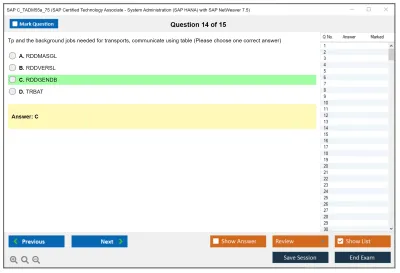 SAP C_TADM55a_75 SAP Certified Technology Associate - System Administration (SAP HANA) with SAP NetWeaver 7.5 Practice test exam simulator test engine exam Prep practice test questions answers Image 14