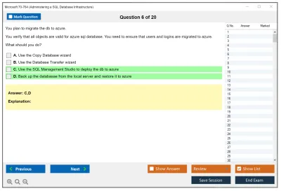 Microsoft 70-764 Administering a SQL Database Infrastructure Practice test exam simulator test engine exam Prep practice test questions answers Image 6