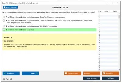 Cisco 700-101 Business Edition 6000 for Sales Engineers Practice test exam simulator test engine exam Prep practice test questions answers Image 7