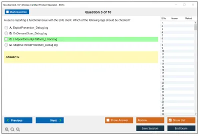 McAfee MA0-107 McAfee Certified Product Specialist - ENS Practice test exam simulator test engine exam Prep practice test questions answers Image 3