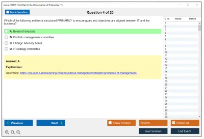 Isaca CGEIT Certified in the Governance of Enterprise IT Exam Practice test exam simulator test engine exam Prep practice test questions answers Image 4