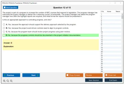 PRINCE2 PRINCE2-Practitioner PRINCE2 Practitioner Exam Practice test exam simulator test engine exam Prep practice test questions answers Image 12