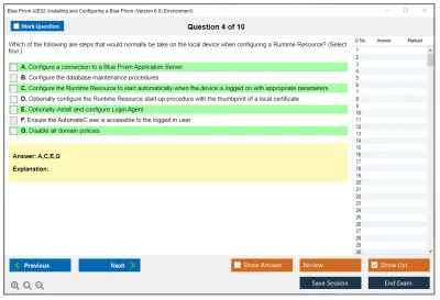Blue Prism AIE02 Installing and Configuring a Blue Prism (Version 6.0) Environment (EN) Practice test exam simulator test engine exam Prep practice test questions answers Image 4