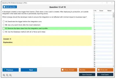 Salesforce PDI Salesforce Certified Platform Developer I Practice test exam simulator test engine exam Prep practice test questions answers Image 13