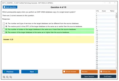 SAP C_HANATEC_15 SAP Certified Technology Associate - SAP HANA 2.0 (SPS03) Practice test exam simulator test engine exam Prep practice test questions answers Image 4