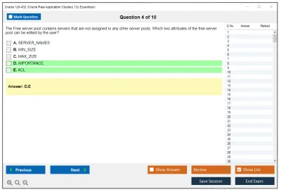Oracle 1z0-432 Oracle Real Application Clusters 12c Essentials Practice test exam simulator test engine exam Prep practice test questions answers Image 4