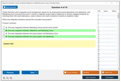 Salesforce Education-Cloud-Consultant Salesforce Certified Education Cloud Consultant Practice test exam simulator test engine exam Prep practice test questions answers Image 4