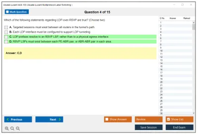 Alcatel-Lucent 4A0-103 Alcatel-Lucent Multi Protocol Label Switching Practice test exam simulator test engine exam Prep practice test questions answers Image 4