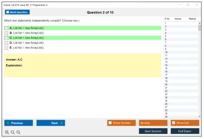 Oracle 1z0-816 Java SE 11 Programmer II Practice test exam simulator test engine exam Prep practice test questions answers Image 2