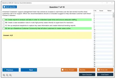 Salesforce ADM-261 Salesforce Service Cloud Administration Practice test exam simulator test engine exam Prep practice test questions answers Image 7