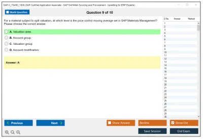SAP C_TS450_1809 SAP Certified Application Associate - SAP S/4HANA Sourcing and Procurement - Upskilling for ERP Experts Practice test exam simulator test engine exam Prep practice test questions answers Image 9