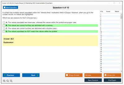 Oracle 1z0-340-20 Oracle Eloqua CX Marketing 2020 Implementation Essentials Practice test exam simulator test engine exam Prep practice test questions answers Image 4
