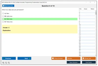 SAS Institute A00-215 SAS Certified Associate: Programming Fundamentals Using SAS 9.4 Practice test exam simulator test engine exam Prep practice test questions answers Image 6