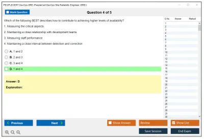 PEOPLECERT DevOps-SRE PeopleCert DevOps Site Reliability Engineer (SRE) Practice test exam simulator test engine exam Prep practice test questions answers Image 4