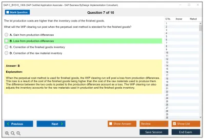 SAP C_BYD15_1908 SAP Certified Associate - SAP Business ByDesign Implementation Consultant Practice test exam simulator test engine exam Prep practice test questions answers Image 7