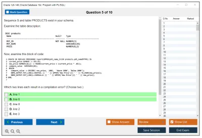 Oracle 1z0-149 Oracle Database 19c: Program with PL/SQL Practice test exam simulator test engine exam Prep practice test questions answers Image 5