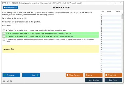 SAP P_S4FIN_1709 SAP Certified Application Professional - Financials in SAP S/4HANA 1709 for SAP ERP Financials Experts Practice test exam simulator test engine exam Prep practice test questions answers Image 3