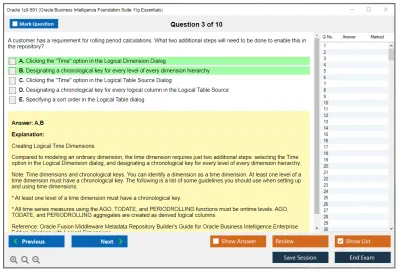 Oracle 1z0-591 Oracle Business Intelligence Foundation Suite 11g Essentials Practice test exam simulator test engine exam Prep practice test questions answers Image 3