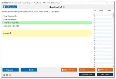 EMC DES-1121 Specialist - Implementation Engineer, PowerMax and VMAX Family Solutions Practice test exam simulator test engine exam Prep practice test questions answers Image 2
