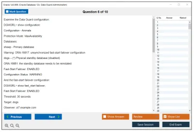Oracle 1z0-066 Oracle Database 12c: Data Guard Administration Practice test exam simulator test engine exam Prep practice test questions answers Image 6