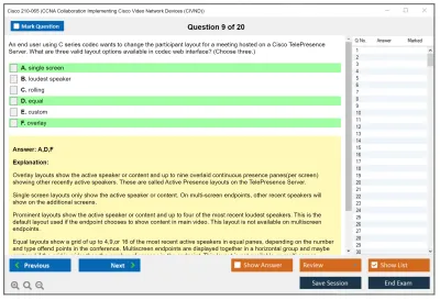 Cisco 210-065 CCNA Collaboration Implementing Cisco Video Network Devices (CIVND) Practice test exam simulator test engine exam Prep practice test questions answers Image 9