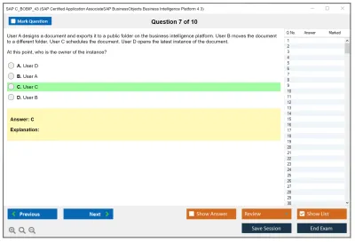 SAP C_BOBIP_43 SAP Certified Application AssociateSAP BusinessObjects Business Intelligence Platform 4.3 Practice test exam simulator test engine exam Prep practice test questions answers Image 7