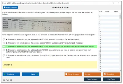 Oracle 1z0-344 JD Edwards EnterpriseOne Configurable Network Computing 9.2 Implementation Essentials Practice test exam simulator test engine exam Prep practice test questions answers Image 9