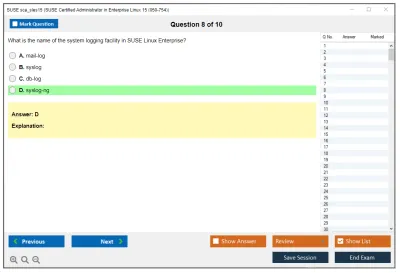 SUSE sca_sles15 SUSE Certified Administrator in Enterprise Linux 15 Practice test exam simulator test engine exam Prep practice test questions answers Image 8