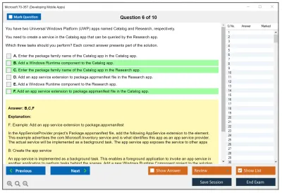 Microsoft 70-357 Developing Mobile Apps Practice test exam simulator test engine exam Prep practice test questions answers Image 6