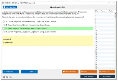 IBM C1000-055 IBM QRadar SIEM V7.3.2 Deployment Practice test exam simulator test engine exam Prep practice test questions answers Image 8