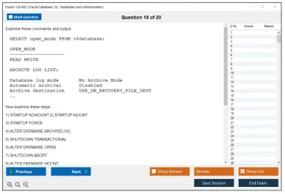 Oracle 1z0-062 Oracle Database 12c: Installation and Administration Practice test exam simulator test engine exam Prep practice test questions answers Image 18