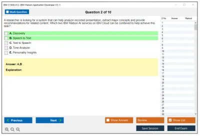IBM C1000-012 IBM Watson Application Developer V3.1 Practice test exam simulator test engine exam Prep practice test questions answers Image 2