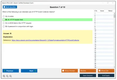 Splunk SPLK-2001 Splunk Certified Developer Exam Practice test exam simulator test engine exam Prep practice test questions answers Image 7