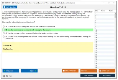 IBM C9510-401 D Application Server Network Deployment V8.5.5 and Liberty Profile System Administration Practice test exam simulator test engine exam Prep practice test questions answers Image 7