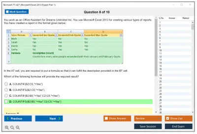 Microsoft 77-427 Excel 2013 Expert Part One Practice test exam simulator test engine exam Prep practice test questions answers Image 8