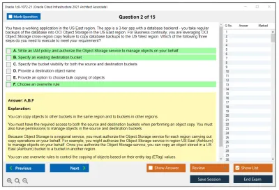 Oracle 1z0-1072-21 Oracle Cloud Infrastructure 2021 Architect Associate Practice test exam simulator test engine exam Prep practice test questions answers Image 2
