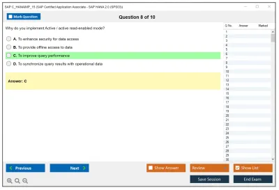 SAP C_HANAIMP_15 SAP Certified Application Associate - SAP HANA 2.0 (SPS03) Practice test exam simulator test engine exam Prep practice test questions answers Image 8