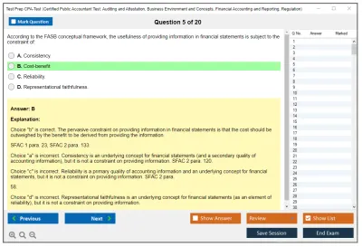 Test Prep CPA-Test Certified Public Accountant Test: Auditing and Attestation, Business Environment and Concepts, Financial Accounting and Reporting, Regulation Practice test exam simulator test engine exam Prep practice test questions answers Image 5
