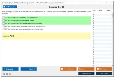 SAP C_HCADM_02 SAP Certified Technology Associate - SAP HANA Cloud Provisioning and Administration Practice test exam simulator test engine exam Prep practice test questions answers Image 5