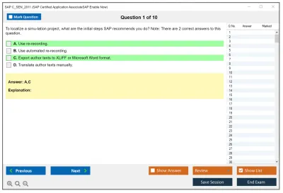 SAP C_SEN_2011 SAP Certified Application AssociateSAP Enable Now Practice test exam simulator test engine exam Prep practice test questions answers Image 1
