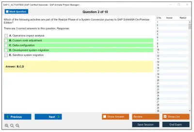 SAP C_ACTIVATE05 SAP Certified Associate - SAP Activate Project Manager Practice test exam simulator test engine exam Prep practice test questions answers Image 2