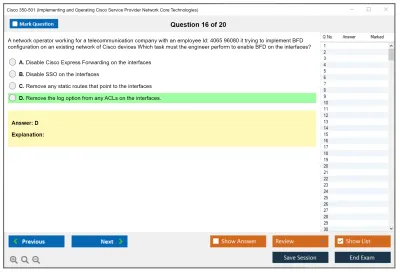 Cisco 350-501 Implementing and Operating Cisco Service Provider Network Core Technologies (350-501 SPCOR) Practice test exam simulator test engine exam Prep practice test questions answers Image 16