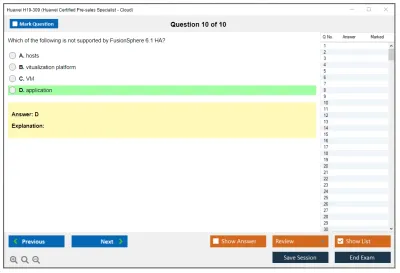 Huawei H19-309 Huawei Certified Pre-sales Specialist - Cloud Practice test exam simulator test engine exam Prep practice test questions answers Image 10